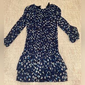 Aqua girls smocked long sleeve mini dress